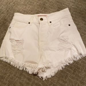 White jean shorts